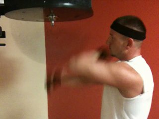 me punching speed bag at the gym