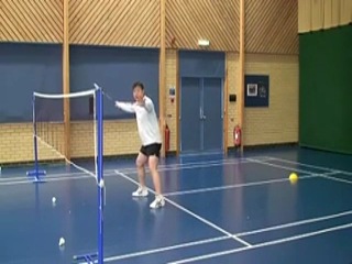 stay on the net after a low serve attack in badminton doubles