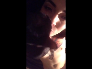 bree sugar lies naked in bed with a cat, porn star model